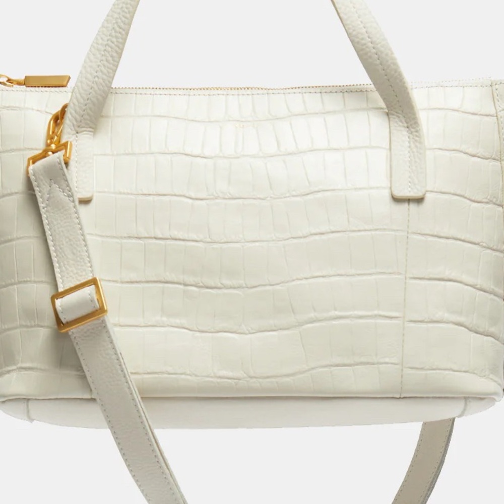 Women’s Cream Structured Tote Bag with Gold Accents - Picture 3 of 6